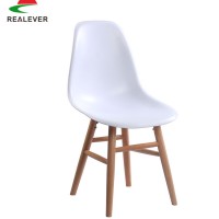 Hot sale dining room furniture PC/PP/ABS seat beech legs white plastic chair